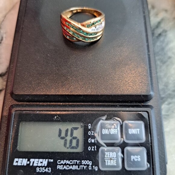 Emerald Diamond 10K Gold Ring Size 6.5 Christmas Special - Picture 13 of 13